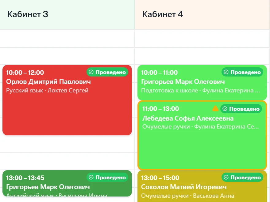 Расписание по кабинетам в lunoCRM